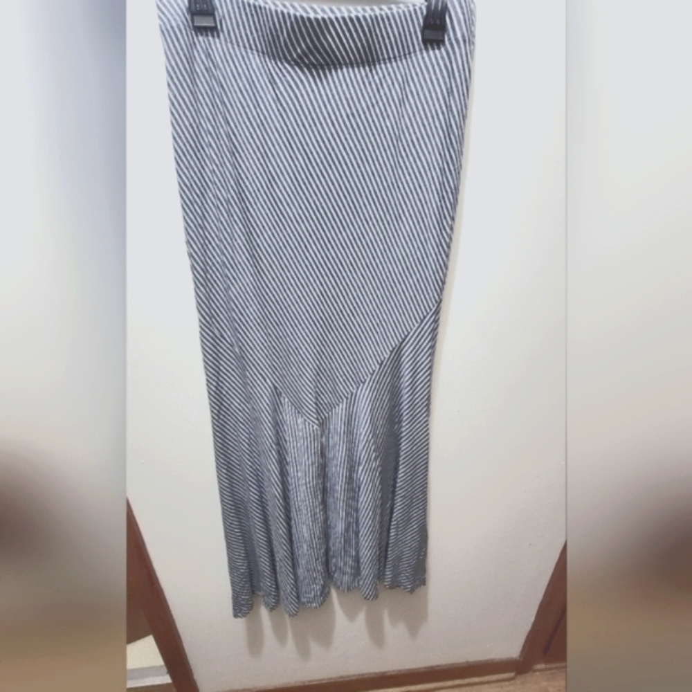 Cato Black & White Striped Maxi Skirt